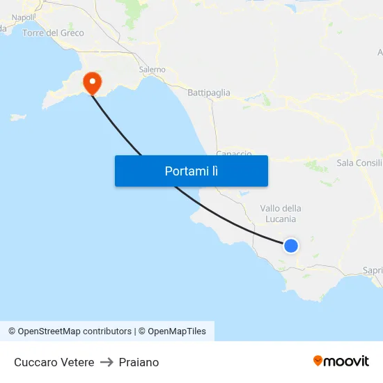 Cuccaro Vetere to Praiano map