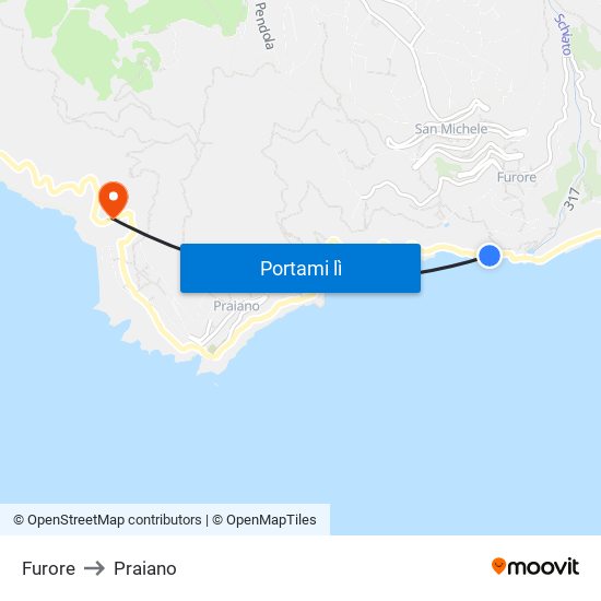 Furore to Praiano map