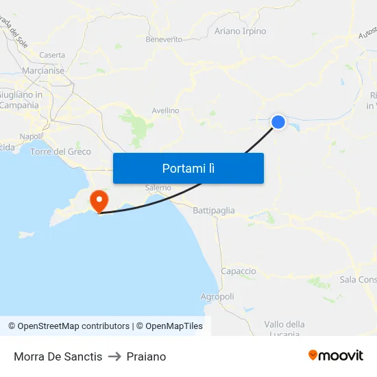 Morra De Sanctis to Praiano map
