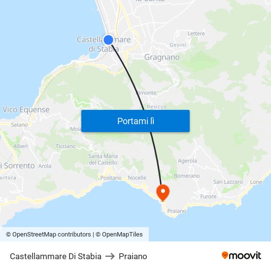 Castellammare Di Stabia to Praiano map