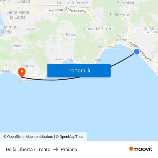 Della Libertà - Trento to Praiano map