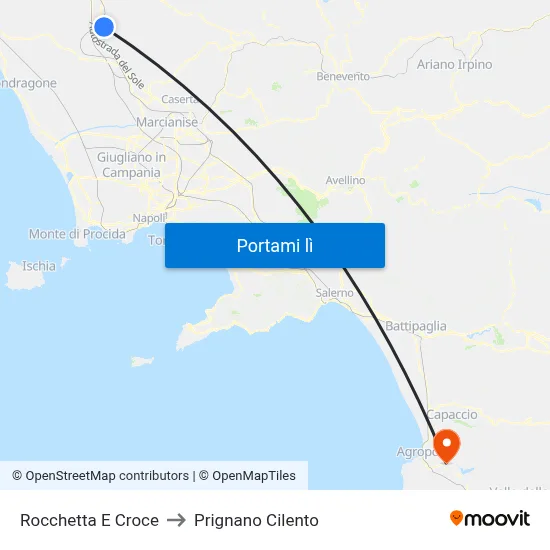 Rocchetta E Croce to Prignano Cilento map
