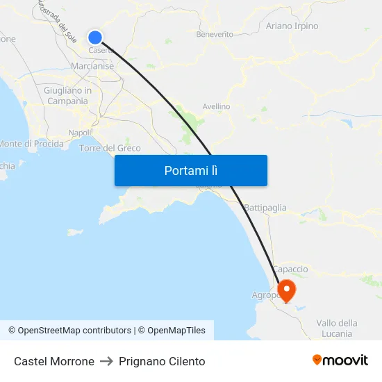 Castel Morrone to Prignano Cilento map