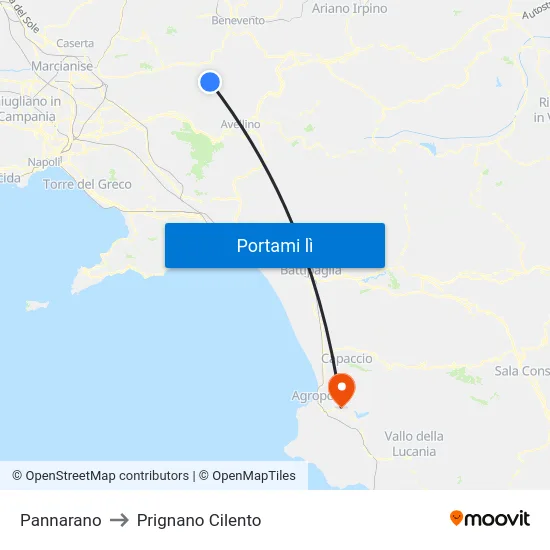 Pannarano to Prignano Cilento map