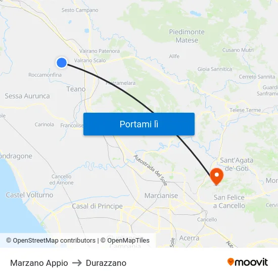 Marzano Appio to Durazzano map