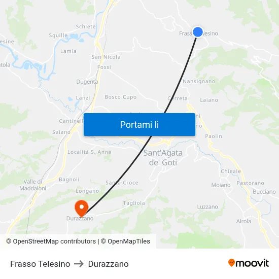 Frasso Telesino to Durazzano map