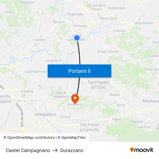 Castel Campagnano to Durazzano map