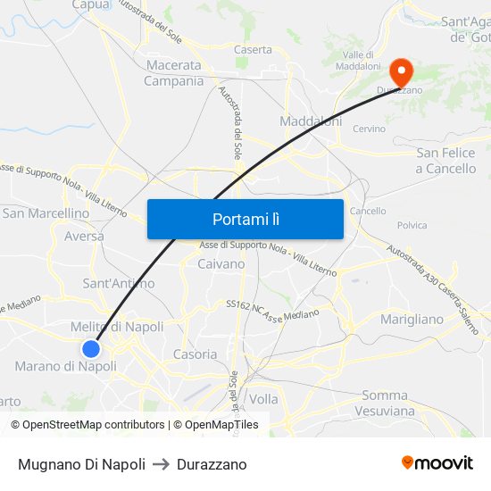 Mugnano Di Napoli to Durazzano map