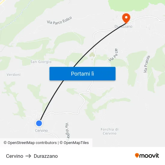 Cervino to Durazzano map