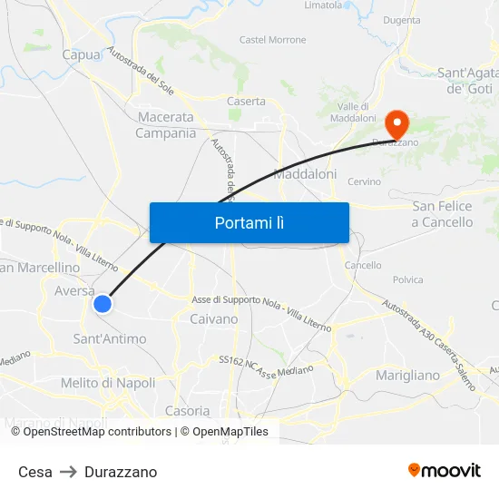 Cesa to Durazzano map