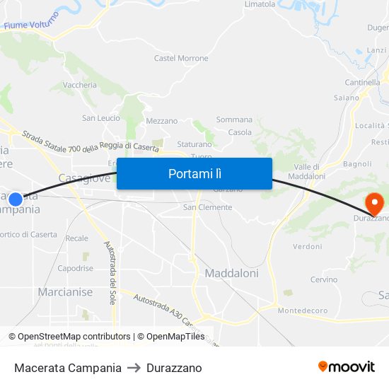 Macerata Campania to Durazzano map