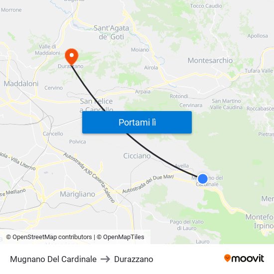 Mugnano Del Cardinale to Durazzano map