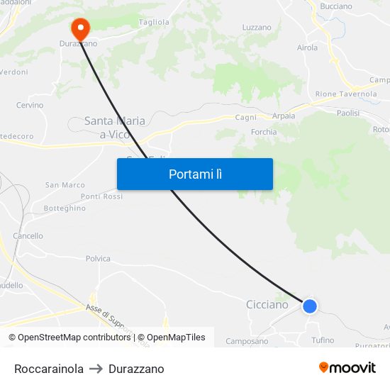 Roccarainola to Durazzano map