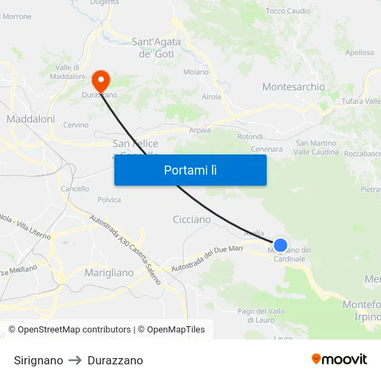 Sirignano to Durazzano map