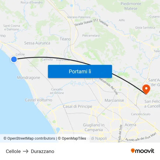 Cellole to Durazzano map