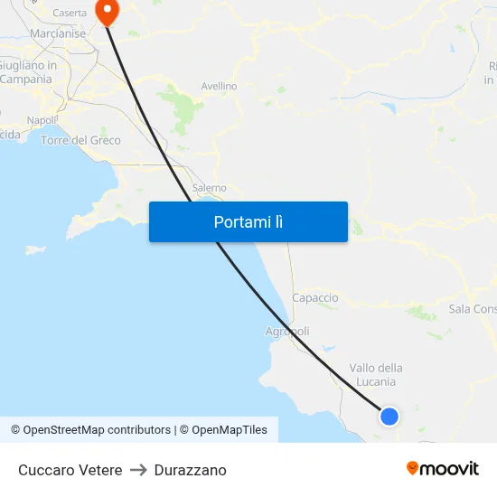 Cuccaro Vetere to Durazzano map