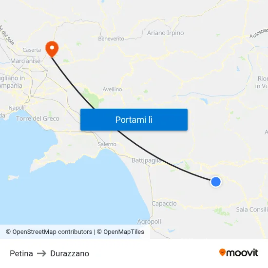 Petina to Durazzano map