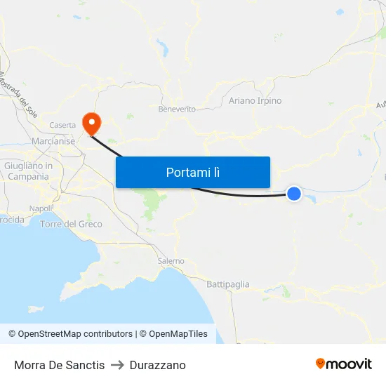 Morra De Sanctis to Durazzano map