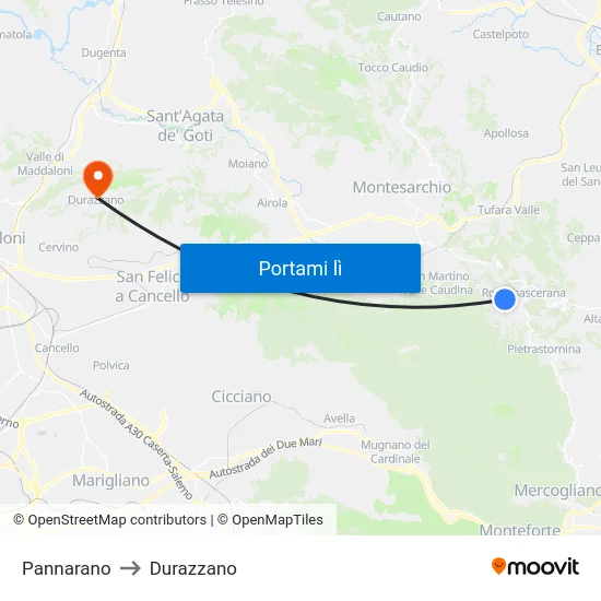 Pannarano to Durazzano map