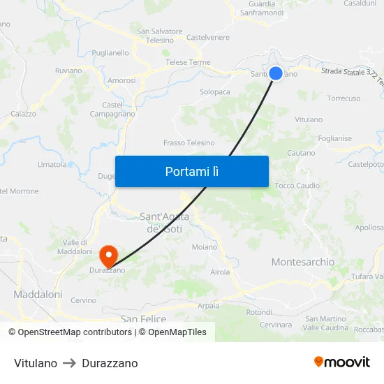 Vitulano to Durazzano map