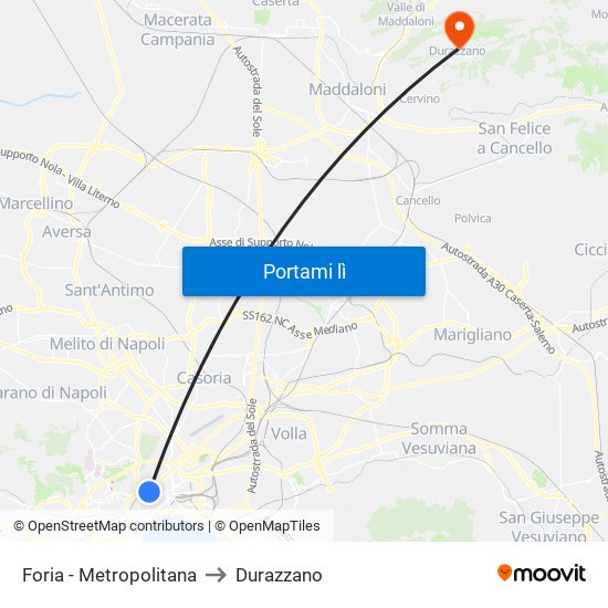 Foria - Metropolitana to Durazzano map
