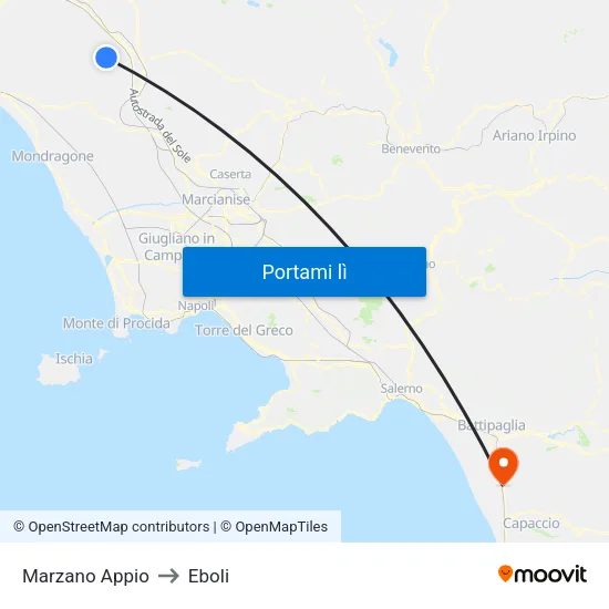 Marzano Appio to Eboli map