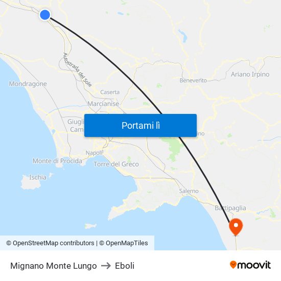 Mignano Monte Lungo to Eboli map