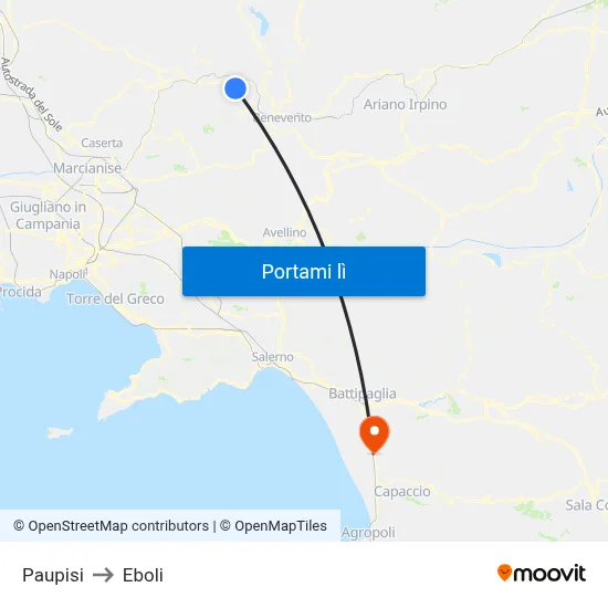 Paupisi to Eboli map