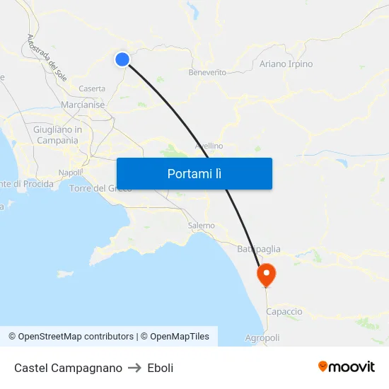Castel Campagnano to Eboli map