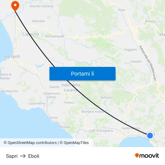 Sapri to Eboli map