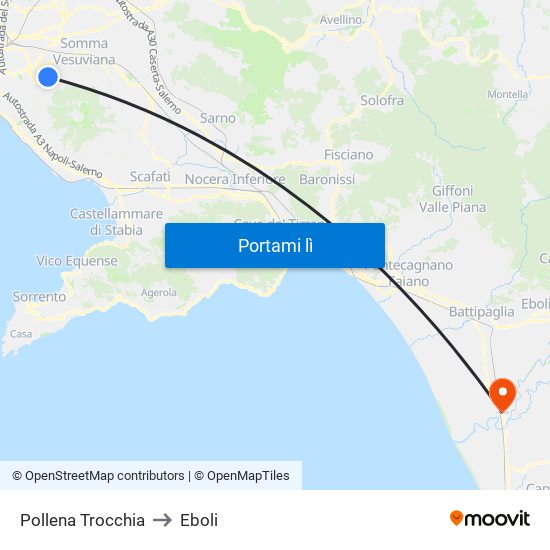 Pollena Trocchia to Eboli map