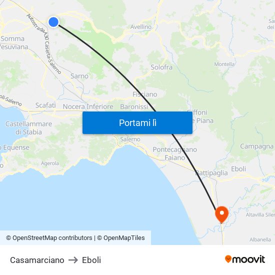 Casamarciano to Eboli map