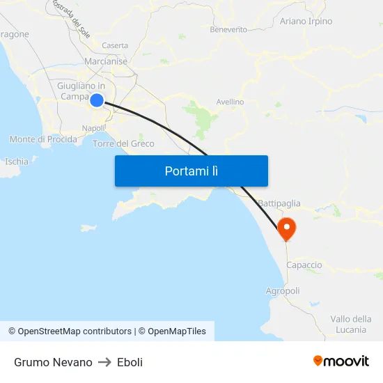 Grumo Nevano to Eboli map