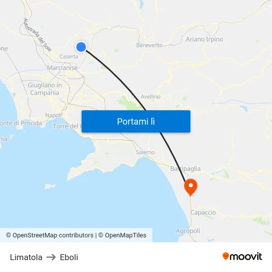 Limatola to Eboli map