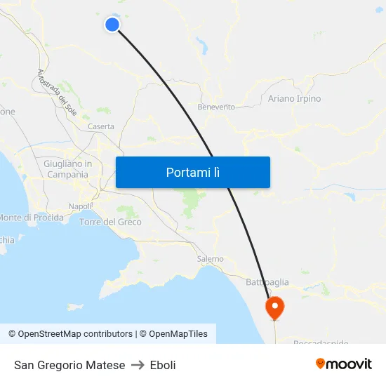 San Gregorio Matese to Eboli map