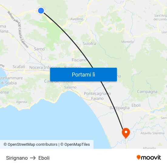 Sirignano to Eboli map