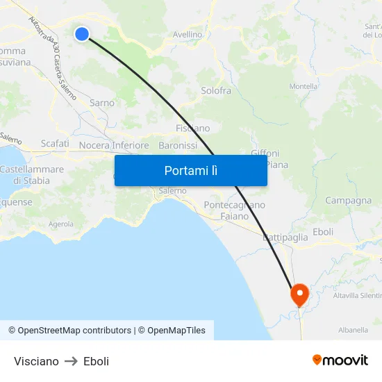 Visciano to Eboli map