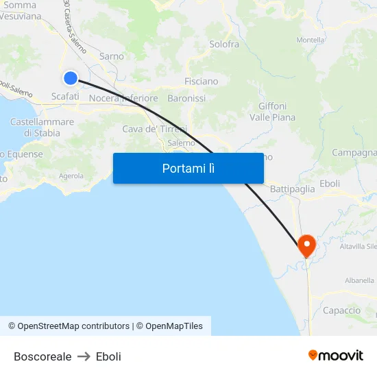 Boscoreale to Eboli map