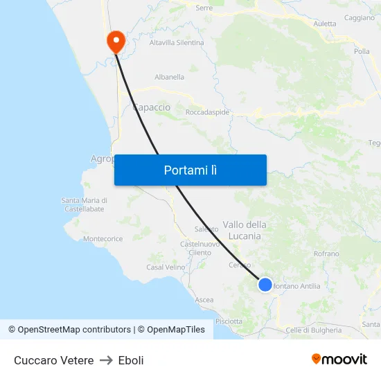 Cuccaro Vetere to Eboli map