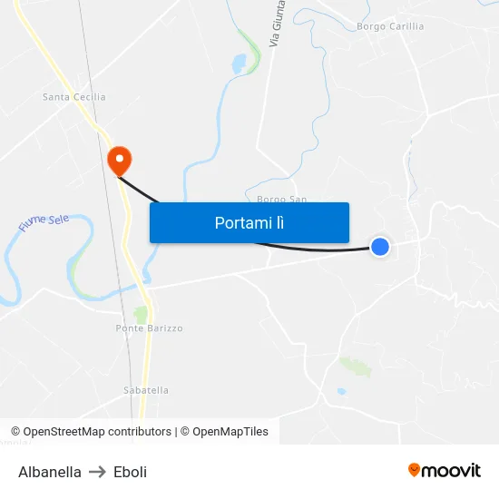Albanella to Eboli map