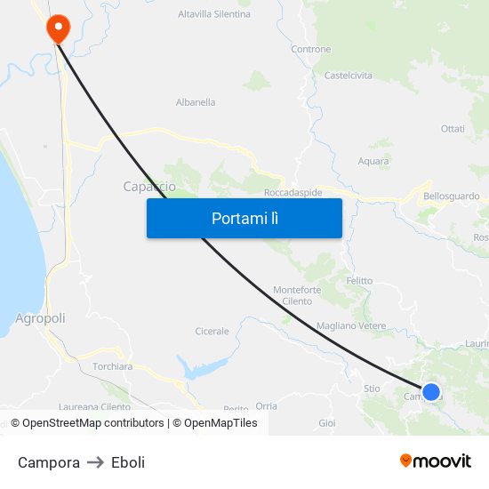Campora to Eboli map