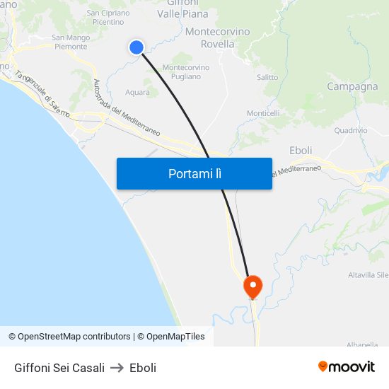 Giffoni Sei Casali to Eboli map