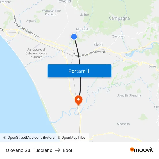 Olevano Sul Tusciano to Eboli map