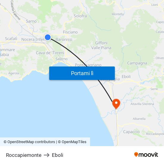 Roccapiemonte to Eboli map