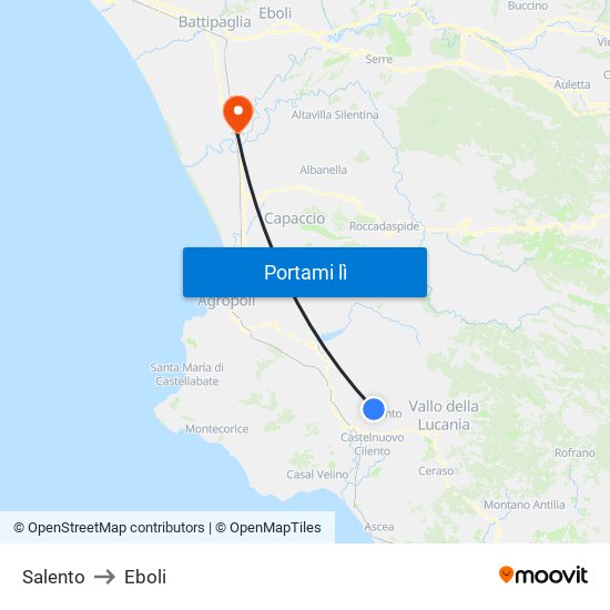 Salento to Eboli map