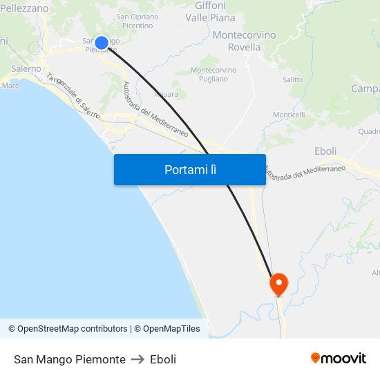 San Mango Piemonte to Eboli map