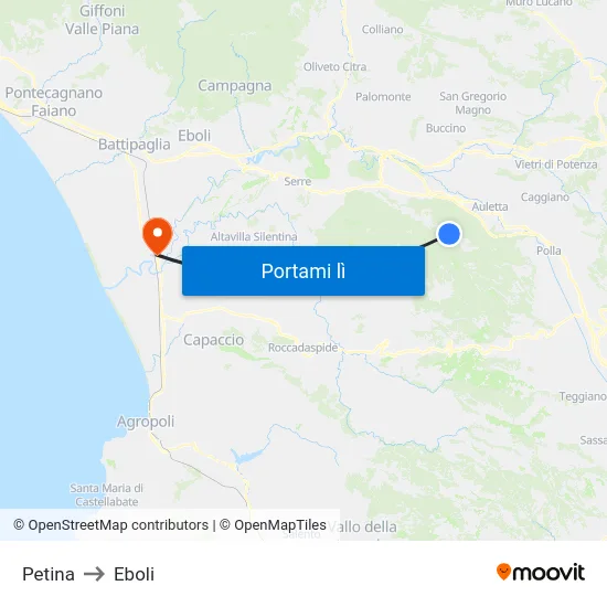 Petina to Eboli map