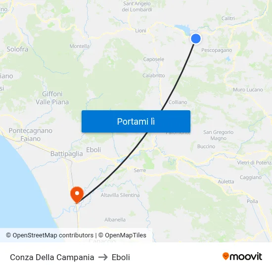 Conza Della Campania to Eboli map
