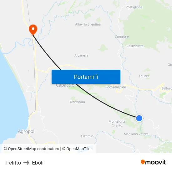 Felitto to Eboli map