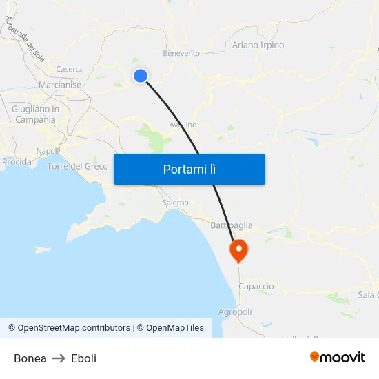 Bonea to Eboli map